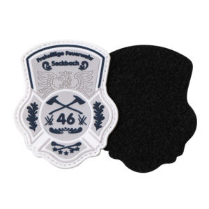 3D Rubber Patch White Blue Embossed Sew-On Badge Irregular Shape PVC Material - Product Image 6