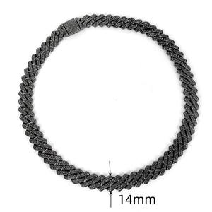 Men's <b>Black</b> Rhodium & 10K Gold Plated S925 Figaro <b>Chain</b> Necklace with Lab Grown Crystal Rhinestone Hiphop Wedding - Product Image 2