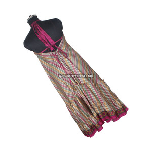 Nueva Colección Bohemio de Vestidos de Seda de Sari Indio Reciclado para Mujer, Elegante Vestido de Noche sin Mangas para Dama - Product Image 5