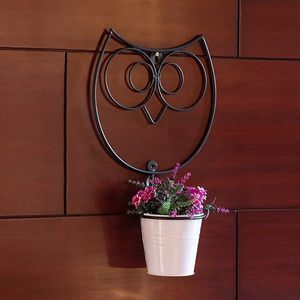 Jardinière murale en métal en forme de hibou avec pot de fleurs suspendu pour la décoration intérieure et extérieure - Product Image 1