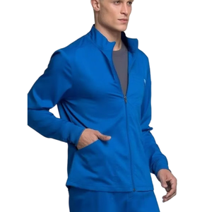 Blouse médicale bleue pour homme, fermeture éclair, uniforme d'hôpital, polyester tissé, pour clinique - Product Image 4