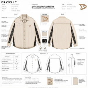 Chemise en denim crème avec empiècements en dentelle noire, rivets perlés et insignes brodés, coupe ample, style rétro années 90, streetwear skate - Product Image 6