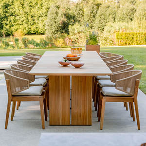 Chaise de salle à manger en teck massif avec dossier en corde tressée à la main, écologique, légère, moderne, pour l'extérieur, appartement, mobilier de salle à manger - Product Image 2