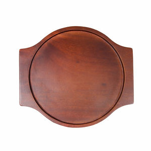 Base de poêle ronde en bois de haute qualité avec poignées, plateau de service en bois résistant à la chaleur pour poêles en fonte et poêles à paella - Product Image 1