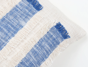 Hand Tufted Texture Boho Ivory and Blue Fringe Cushion Cover Handmade Decorative <b>Pillow</b> <b>Case</b> for Sofa Bedroom Living Room Home D - Product Image 4