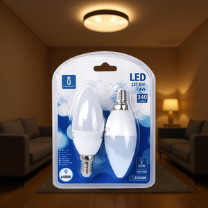 Lampadina a LED C37 E14 4W 6400K a luce bianca fredda, confezione da 2 pezzi - Product Image 3
