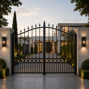 Puerta moderna de acero con recubrimiento en polvo, 5000 mm x 3000 mm, diseño tradicional de puerta batiente, valla para exteriores. - Product Image 3