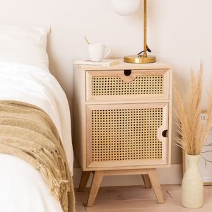 Mesita de Noche Moderna Escandinava de Madera con Almacenamiento, Muebles para Dormitorio y Sala de Estar - Product Image 1