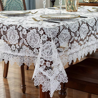 Nappe en dentelle soluble dans l'eau, broderie florale ajourée, couvre-table à franges festonnées pour mariage, banquet, décoration intérieure