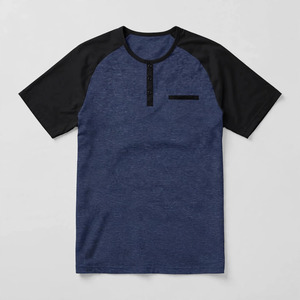 Chemise décontractée pour homme à manches courtes, imprimé bleu, col rabattu, respirante, en sergé polyester/coton, idéale pour l'été - Product Image 4