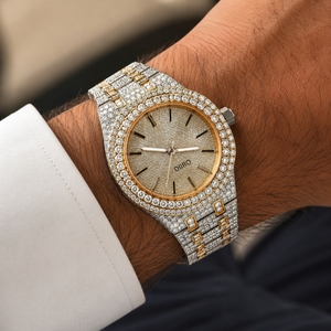 Reloj Mecánico de Lujo con Incrustaciones de Moissanita, Esfera Redonda de Acero Inoxidable, Cierre Oculto, Correa de 20 mm para Hombre - Product Image 5
