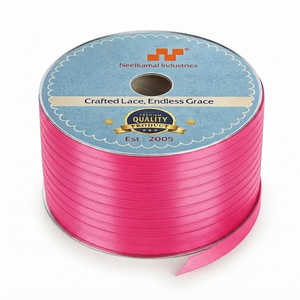 6mm Pink Single Face Satin Ribbon Customizable Manufacturer 350 Meter Roll for Cosmetic Packaging Baby Gift <b>Boxes</b> Retail Bulk - Product Image 1