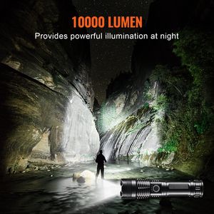 Torcia LED Ricaricabile IPX4 con 5 Modalità di Illuminazione, 10000 Lumen, Alta Luminosità, in Lega di Alluminio, Impermeabile e Portatile - Product Image 3