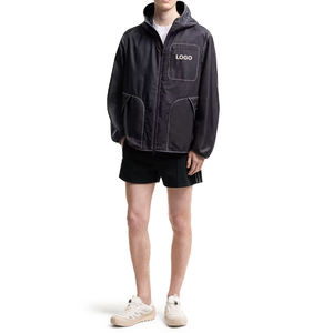 Top Trendy Premium Men Hooded Windbreaker Jacket Lightweight Nylon Water Repellent Custom Outdoor Casual Windproof Sports Jacket - Product Image 6