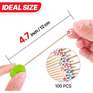 Stuzzicadenti Artigianali in Bambù Multicolore a Forma di Fiore, 100 Pezzi, 4,7 Pollici - Product Image 3