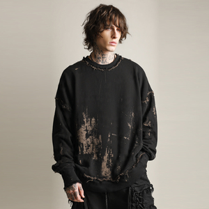 Sweat-shirts Homme Hiver Épais 480-500 g/m² Effet Vieilli Col Rond Épaules Tombantes Lavage Distressed - Product Image 6