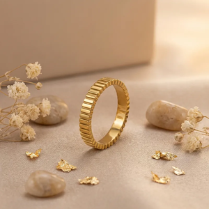 Anillo Geométrico Moderno de Acero Inoxidable con Baño de Oro Real de 18K, Joyería de Moda Resistente al Agua y al Deslustre para Mujer - Product Image 3