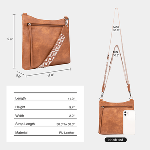 Borsa a Tracolla in Pelle Scamosciata Marrone da Donna con 2 Cinghie Regolabili, Grande Capacità, Design Multi-Tasca - Product Image 2