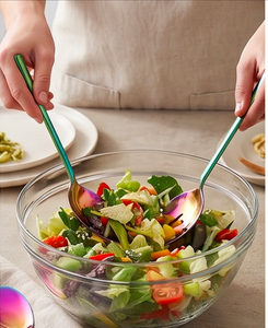 Ensemble de cuillères à salade colorées en acier inoxydable, couverts multicolores modernes résistants à la rouille pour les fêtes et l'usage quotidien - Product Image 5