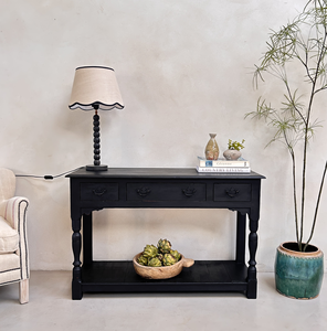 Antique Black <b>Console</b> <b>Table</b> Rustic Solid Wood Entryway Sideboard Vintage Three Drawer Hallway <b>Sofa</b> Stand Living Room Home - Product Image 5