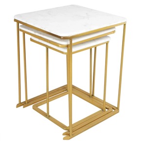 Modern Marble <b>Top</b> Nesting <b>Tables</b> with Gold Metal Frame for Indoor Use At Best Price - Product Image 4