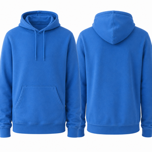 เสื้อฮู้ดดี้สีน้ำเงินผ้าฟลีซหนานุ่มคุณภาพสูงสำหรับผู้ชายและผู้หญิง สไตล์ลำลอง สตรีทแวร์ ผลิตตามสั่ง ขายส่ง - Product Image 1