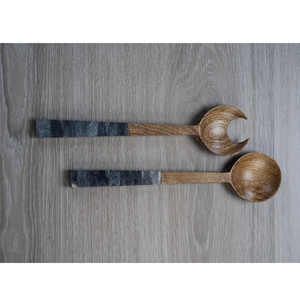 ชุดช้อนส้อมไม้ทำมือเคลือบเงาสำหรับเสิร์ฟสลัด ขายดี ใช้ในครัว - Product Image 6