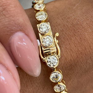 Genuine IGI Certified Lab Diamond Link Bracelet <b>Solid</b> 14K <b>Gold</b> Elegant Round Cut Stones Yellow White Rose Finish - Product Image 3