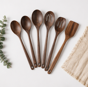 Juego de Utensilios de Cocina de Madera de 8 Piezas, Hechos a Mano, Ecológicos, de Grado Alimenticio, Cuchara, Espátula, Paleta, Personalizables, de Madera Natural - Product Image 4