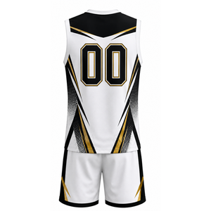 Ensemble Maillot et Short de Volleyball Blanc et Bleu Marine Sans Manches Sublimé – Tenue Sportive Athlétique Personnalisable pour Tournoi d'Équipe - Product Image 3