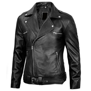 Nuevas llegadas Chaqueta de cuero clásica con cuello en V negra con logotipo personalizado para hombre, chaquetas para hombre, chaqueta de invierno de alta calidad, chaquetas estilo streetwear - Product Image 1