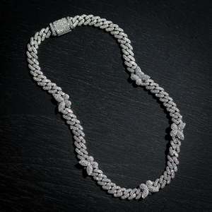 Special Lock Rhodium Plated 925 <b>Silver</b> Moissanite <b>Cuban</b> <b>Link</b> <b>Chain</b> 18mm Iced <b>Chain</b> Necklace Engagement Hip Hop - Product Image 1