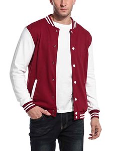Veste de baseball pour homme en molleton, couleur marron et blanc, style décontracté, coupe classique, veste de type Letterman - Product Image 5