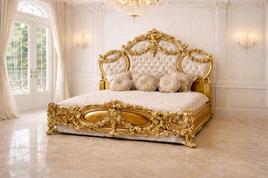 Juego de Dormitorio de Lujo Estilo Maharani con Acabado Dorado, Cama Antigua con Tocador, Muebles de Dormitorio Personalizados, Atlanta - Product Image 2