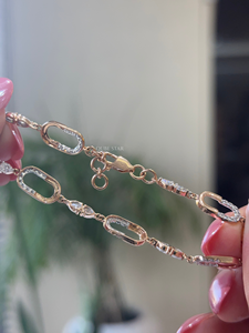 สร้อยข้อมือเพชรทรงลูกแพร์ QUBE STAR รุ่นร่วมสมัย ทอง 14K เพชรเพาะเลี้ยง 1.50 กะรัต ดีไซน์แบบ Paperclip Station Link สำหรับผู้หญิง สไตล์มินิมอล เหมาะเป็นของขวัญ - Product Image 4