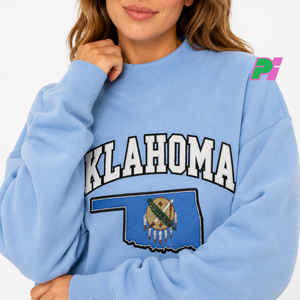 Sudadera Oversize con Cuello Alto y Letras Aplicadas con Diseño Personalizado de Mapa de OKLAHOMA - 100% Algodón, Estilo Urbano, Ecológica - Product Image 6