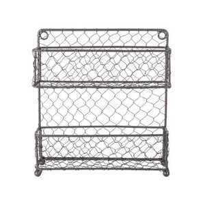 Étagère murale en treillis métallique pour épices de cuisine, support de rangement suspendu à 2 niveaux - Product Image 2
