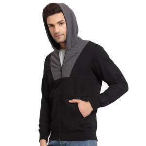 Sweat à capuche uni slim fit tendance et pas cher, logo personnalisé, vente en gros, sweats à capuche noirs pour hommes, 100% coton - Product Image 4