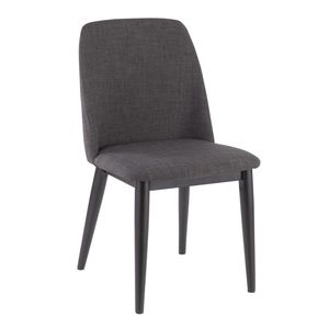 Set di 2 Sedie da Pranzo Contemporanee Tintori in Tessuto Grigio Antracite - Product Image 2