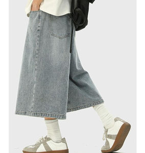 Pantalones Cortos de Mezclilla para Hombre, Estilo Vintage, Cintura Elástica, Personalizables con Logotipo, Casuales, Holgados, Lisos - Product Image 5