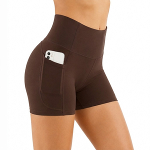 High Quality Quick Dry High Waist <b>Scrunch</b> <b>Butt</b> Sports Shorts with Pockets Gym Fitness <b>Leggings</b> Yoga Shorts for Women - Product Image 1