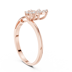 Anillo de Oro Rosa con Diamantes Cultivados en Laboratorio, Diseño Floral Abierto, para Mujer, con Racimo de Flores de Corte Redondo, Elegante Anillo de Promesa - Product Image 2