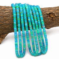 Perles Rondelles Lisses en Opale Bleue d'Éthiopie AAA, 3-5mm, Pierre Naturelle, Fil de 16 Pouces, Marque LUSTRE, Fournitures pour la Fabrication de Bijoux