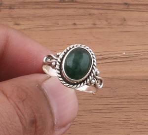 Wholesale Bulk Natural Green Jade Women's Classic 925 Sterling Silver Bezel Setting Wedding Party Gemstone <b>Finger</b> <b>Ring</b> Jewelry - Product Image 2