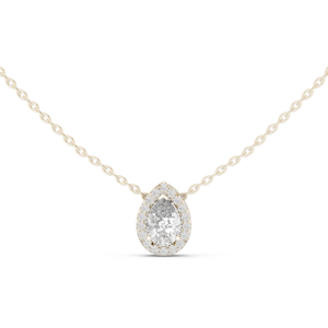 Pendentif en diamant taille poire en or massif 18 carats avec sertissage halo, certifié GIA, pour femme, style classique de fiançailles - Product Image 1