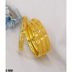 Brazaletes de diseño elegante y único Brazaletes chapados en oro de 24 quilates para novia india de moda Brazaletes de 4 piezas Pulsera para mujeres y niñas - Product Image 5