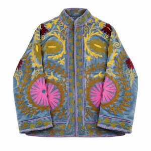 Chaqueta Bomber de Terciopelo Bordada a Mano Personalizada al por Mayor para Mujer, Abrigo de Boutique con Forro de Algodón Floral - Product Image 1