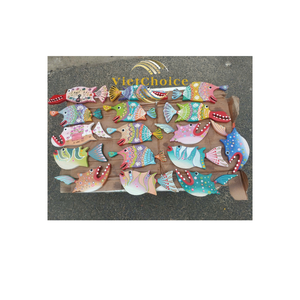 Handmade Colorful Wooden Fish Wall Decor Coastal Tropical Hanging <b>Ornament</b> Good Price Wooden Fish SEA CREATURES Theme - Product Image 1