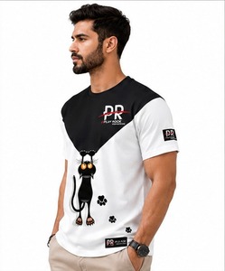 T-shirt noir surdimensionné personnalisé OEM/ODM pour homme, épaules tombantes, tissu épais, couleur unie, respirant, streetwear, personnalisable. - Product Image 4