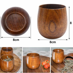 Juego de Tazas de Madera Hechas a Mano, Ecológicas y Duraderas, Tazas Reutilizables de Estilo Vintage para Té y Café, Artículos de Bebida de Madera Natural para el Hogar, Cocina, Cafetería y Bar - Product Image 3